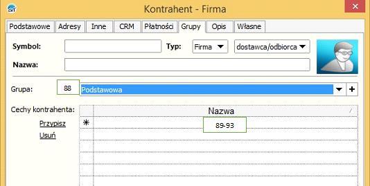 Nazwa Opis Uwagi 88 Grupa 50 dowolnych znaków 89 Cecha 1 50 dowolnych znaków 90 Cecha 2 50 dowolnych znaków 91 Cecha