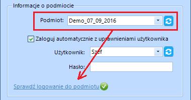 W sekcji Informacje o podmiocie z listy rozwijanej wybieramy podmiot, z którym będziemy chcieli pracować (Rys. 9).