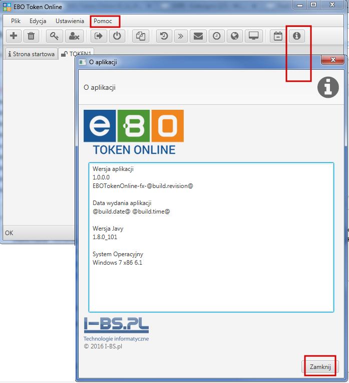 Rysunek 42: O aplikacji UWAGA W przypadku błędu - nie udało się połączyć z serwerem - wymagane jest zainstalowanie rozszerzenia: Java Cryptography Extension (JCE) Unlimited Strength Jurisdiction