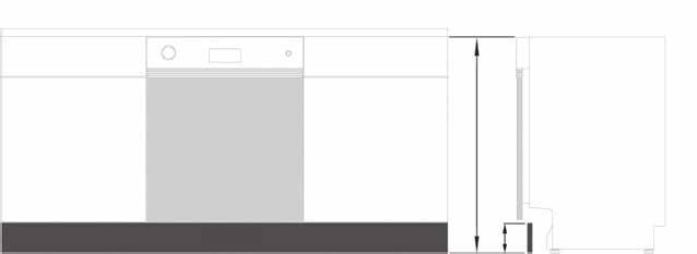 Wysokość cokołu H: Wysokość wnęki L: Wysokość cokołu Zmywarki ZMYWARKA CZĘŚCIOWO ZABUDOWANA