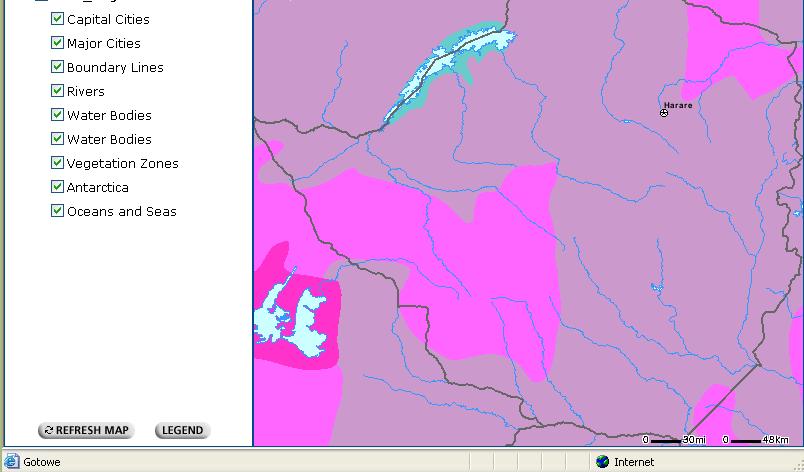 Skręt (turn) modeluje ruch między krawędziami (drogami) 31 GIS JAKO BAZA DANYCH Warstwy tematyczne (prosty przykład) W GIS dane organizowane są w zestawach warstw