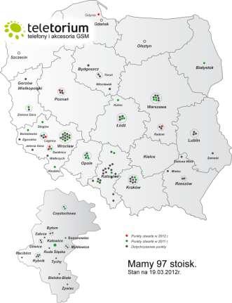 Teletorium Blisko 10 przychodów skonsolidowanych Punkty Teletorium w całej Polsce Sieć Teletorium jest obecnie wysoce stabilną i rentowną spółką z grupy kapitałowej 1 3 tys.