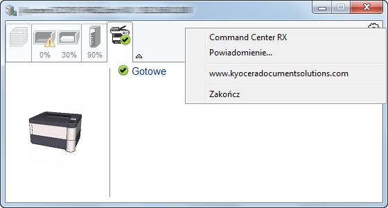 Przygotowanie przed rozpoczęciem użytkowania Menu kontekstowe programu Status Monitor Po kliknięciu ikony ustawień wyświetlane jest następujące menu.