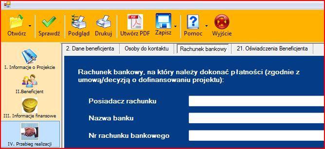 Dane o Nazwie banku i Numerze rachunku bankowego są zaczytywane