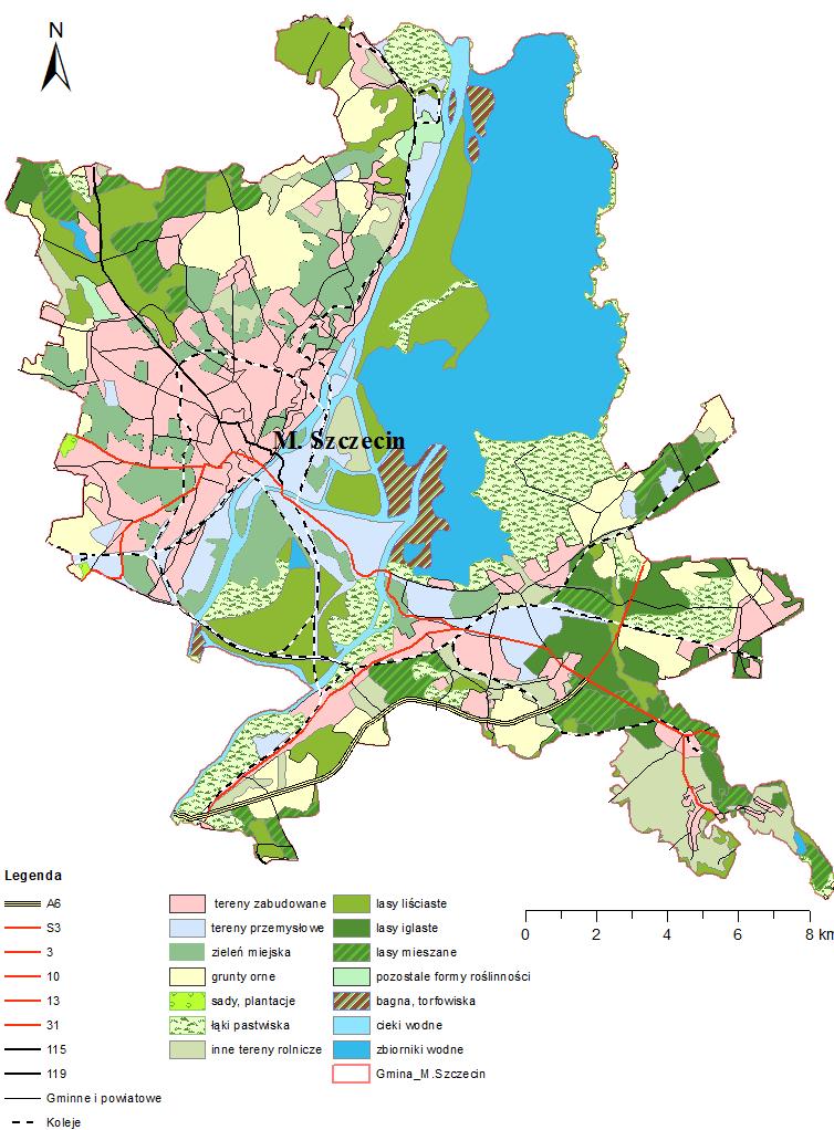 Rysunek 7 Mapa użytkowania terenu Gminy Miasto 107 DEMOGRAFIA Według stanu na koniec 2013 roku na terenie Gminy Miasto zamieszkiwało 408,2 tys. osób, z czego 214,4 tys.