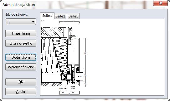 Zarządzanie stronami W opcji zarządzania stronami CAD pojedyncze strony rysunku są wyświetlane w