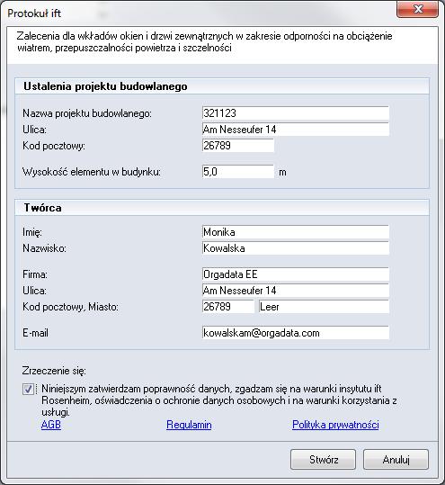 Proszę wypełnić formularz zalecenia zastosowania