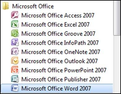 Aby uruchomić ten program, kliknij przycisk Start i wybierz opcję Wszystkie programy. Następnie wybierz pozycję Microsoft Office, a później Microsoft Office Word 2007.
