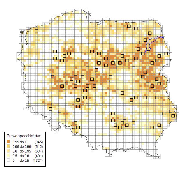 5.2. Wybór powierzchni próbnych Pula kwadratów, z których dokonano losowania powierzchni spełnia następujące warunki: 1. Leżą całkowicie w obrębie granic administracyjnych Polski. 2.