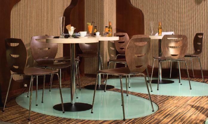 D Wysokość stołu dostosowana do standardowych krzeseł kawiarnianych.