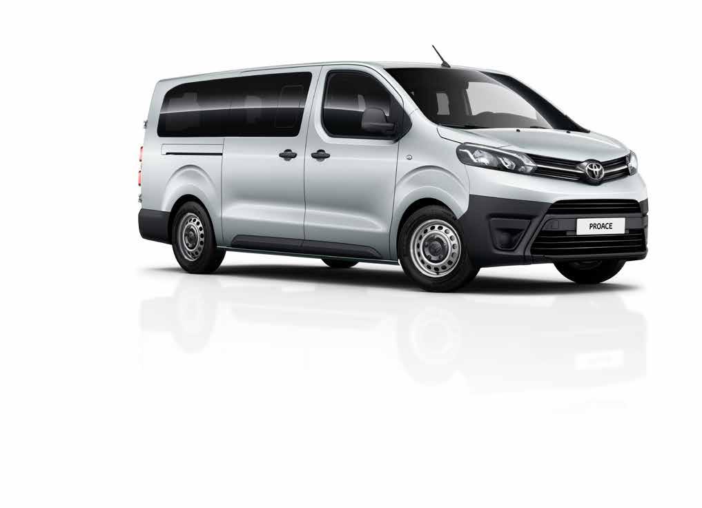 PROACE KOMBI Główne elementy Felgi stalowe 16'' + minikołpaki Systemy ABS, VSC i BA Układ wspomagający pokonywanie podjazdów (HAC) Klimatyzacja manualna w przedniej części pojazdu Szyby w drzwiach