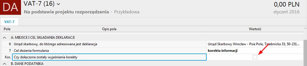 01.2016 przepisy nie nakładają już na podatnika obowiązku składania załącznika ORD-ZU, program nie tworzy go automatycznie.