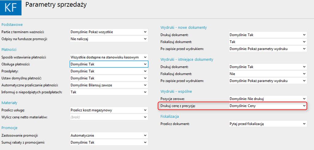 parametrach Subiekta dla wszystkich dokumentów lub w odpowiednich dziedzinach - sprzedaż, zakup itd. - parametr Drukuj cenę z precyzją na opcję waluty.