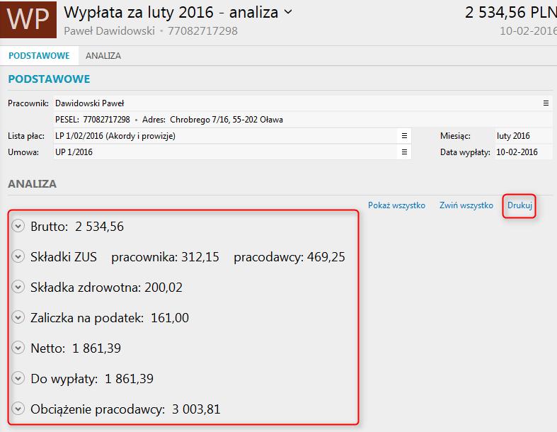 Drugi z nich to wydruk kadrowy w związku z czym dostępny jest w module Umowy (opcja drukuj inne dokumenty).