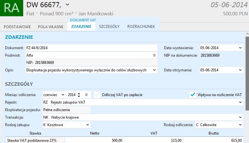 mieszanym), kosztowy zapis w ewidencji VAT zakupu tworzony jest w różny sposób.