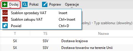 Do zarządzania schematami VAT dedykowano oddzielny widok, dostępny z modułu Ewidencja VAT sprzedaży oraz Ewidencja VAT zakupu.