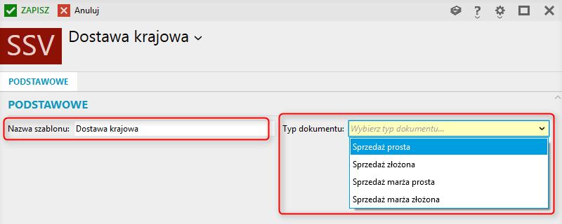 o Zakup prosty o Zakup złożony Wybór typu dokumentu uaktywnia sekcję Szczegóły.