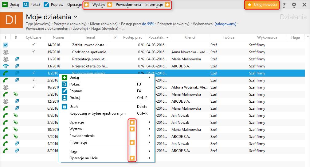 Dodatkowe menu w polach formularzy (nexo) Niektóre pola w programach