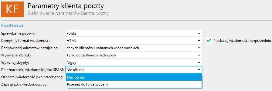 wykona żadnej akcji. 6. Dodano nowe parametry w ustawieniach konta pocztowego: a.