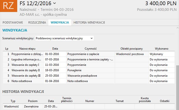 Przydatna może okazać się kolumna Windykowany, która pokazuje, dla których należności z listy były już wykonywane czynności windykacyjne. 3.