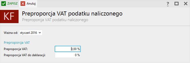 Preproporcja (Ra, Re) Wprowadzony został obowiązek stosowania preproporcji VAT (prewspółczynnika) przy odliczaniu podatku naliczonego od zakupów wykorzystywanych zarówno do działalności gospodarczej,