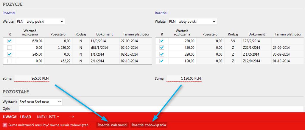 stronie przeciwnej, podczas próby zapisu program poinformuje o tym fakcie i zaproponuje akcje naprawcze.