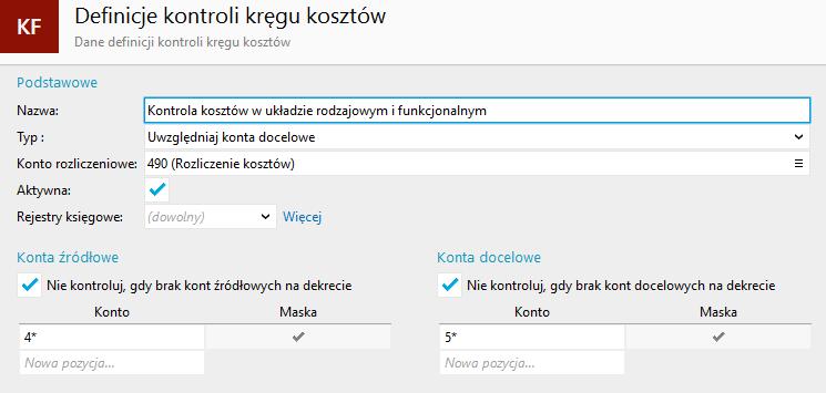 Program (na podstawie definicji) kontroluje czy suma zapisów na kontach zespołu 4 jest równa zapisowi po stronie przeciwnej na koncie rozliczeniowym 490.