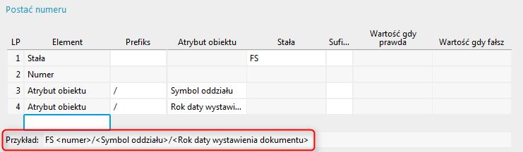 Ostatnia sekcja formularza rejestru numeracji to Numery początkowe. Domyślnie znajduje się w niej tylko Ogólny numer początkowy, równy 1. Wartość tą można zmienić.