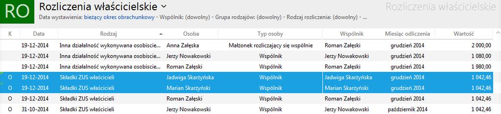 Brany jest pod uwagę przychów firmy proporcjonalnie do udziałów obu wspólników (małżeństwa) oraz zapisy w module Rozliczenia właścicielskie