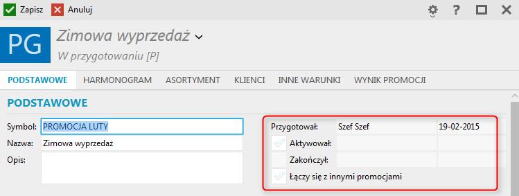 Dodatkowo istnieje możliwość zaznaczenia opcji Łączy się z innymi promocjami, pozwoli to na dokumencie