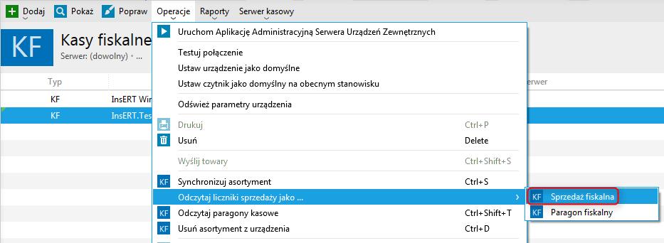 Paragony kasowe mogą być automatycznie pobierane jedynie podczas wykorzystywania odbioru liczników sprzedaży jako Sprzedaży