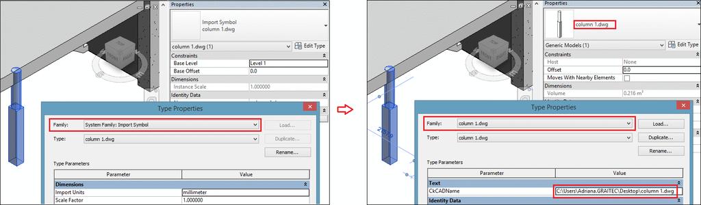 3: Widoczność 3D CAD Polecenia CAD 3D Widoczność umożliwiają konwersję obiektów 3D z rysunku CAD w rodziny programu Revit, a także pozwalają na