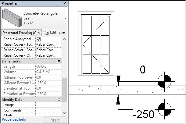 Elewacja belki Polecenie Elewacja belki tworzy parametry współdzielone G. Beam Top Level i G.