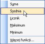 Krok 1 Średnie ocen Funkcje są procedurami wykonującymi obliczenia z wykorzystaniem określonych wartości nazywanych argumentami i w konkretnym porządku nazywanym składnią. 1. Z folderu Ćwiczenia otwórz plik o nazwie Średnie ocen.