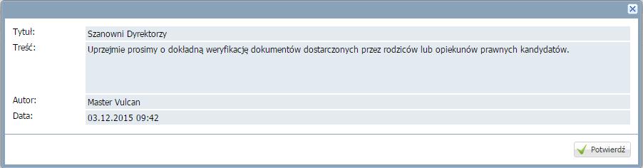 Czynności i opcje niezależne od etapów prac Aby ponownie odczytać komunikat należy kliknąć. Pliki do pobrania Zakładka umożliwia pobranie pliku zamieszczonego przez wdrożeniowca.