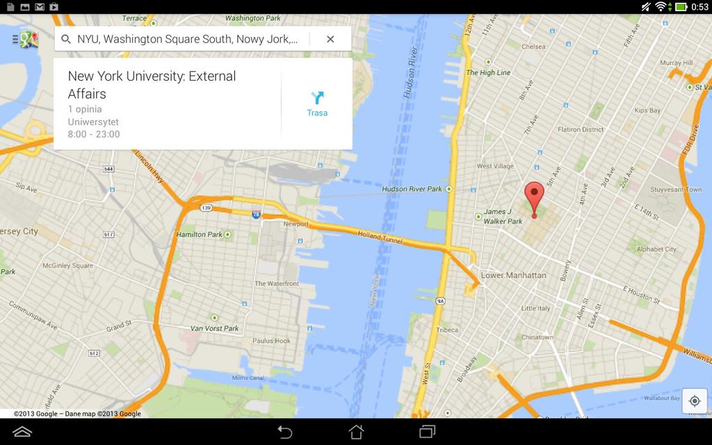 Aplikacja Mapy Za pomocą usługi Mapy Google można wyświetlać i wyszukiwać miejsca, obiekty, a także wytyczać trasy.