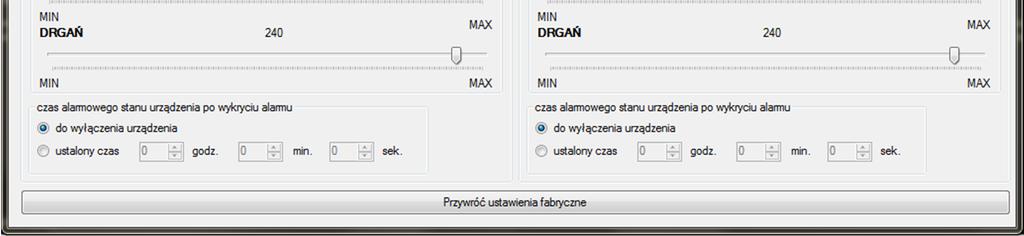 9. Kasowanie alarmów. 10. Parametry transmisji. 11. Ustawienie czasu od włączenia urządzenia do uzbrojenia alarmu. 12.