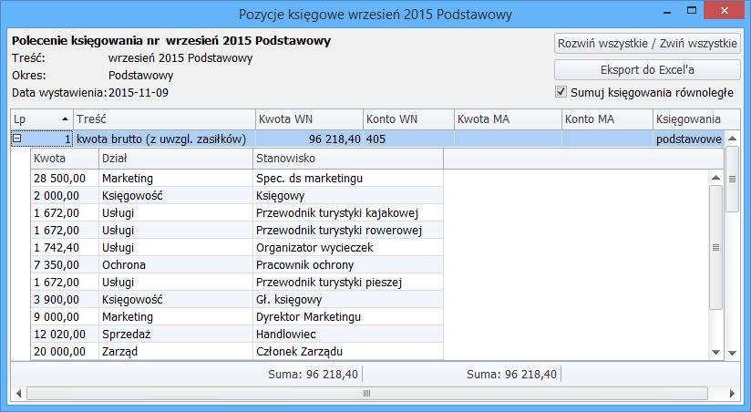 Obsługa księgowań z wymiarami analitycznymi realizowana jest z wykorzystniem kartoteki Dane księgowo-analityczne na podstawie schematów księgowo-analitycznych.