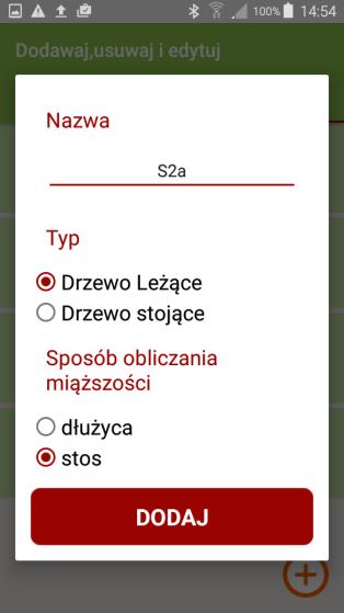 stojącego Pomiar drzewa leżącego Gatunek Skróty nazw