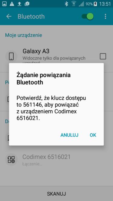 numerem seryjnym. Klikamy w nazwę. 5. Akceptujemy połączenie Bluetooth. 6.