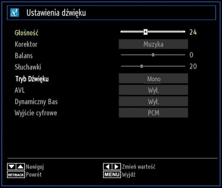 Konfigurowanie ustawień dźwięku Dźwięk można ustawić według własnych upodobań.