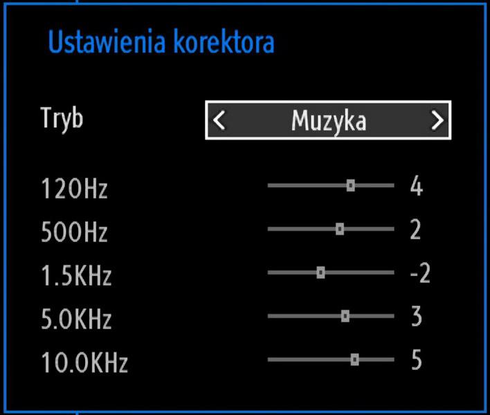 Korzystanie z elementów menu ustawień dźwięku Proszę wcisnąć przycisk lub, aby podświetlić wybraną pozycję.