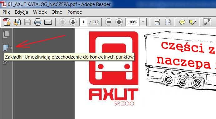 N1) na pierwszej stronie jest wyszczególniony spis treści z podziałem na producentów (np JOST, +GF+, Holland lub w innym dziale SAF, BPW, VOLVO, MAN