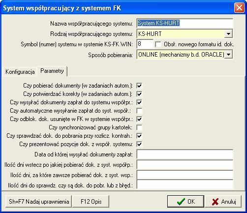 1. Zdefiniowanie systemów współpracujących Za pomocą funkcji systemu Definicje Systemy współpracujące ( z poziomu modułu Classic FKW ) należy skonfigurować połączenia do systemów zewnętrznych, z