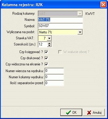 Pytania i odpowiedzi Pytania i odpowiedzi Numer wiersza na wydruku, Numer kolumny na wydruku opcje wykorzystywane przy wielowierszowym wydruku rejestru VAT Czy sprawdzać z sumą pozycji określa czy