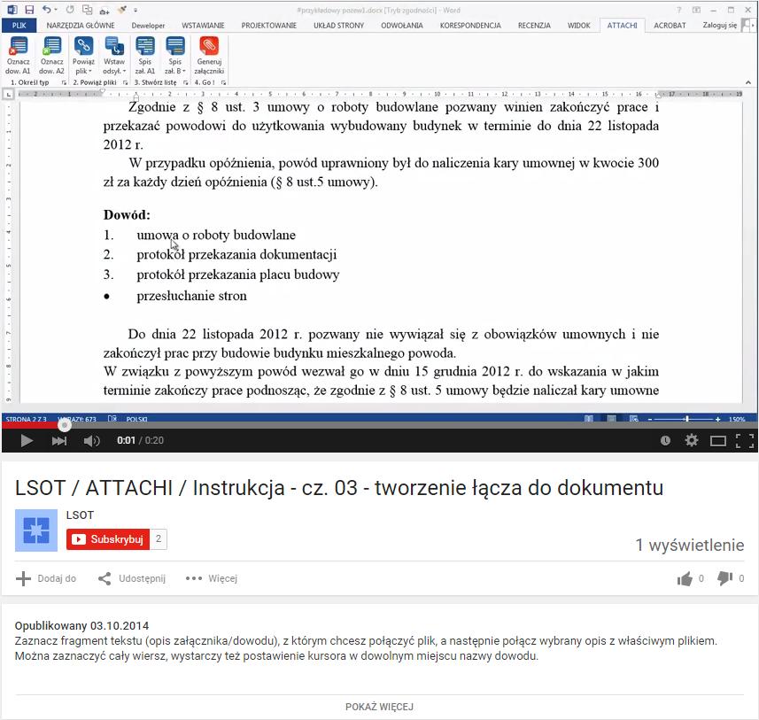 4.1.1. Klip wideo (20 s.) tworzenie łącza do dokumentu Klip wideo (20 s.
