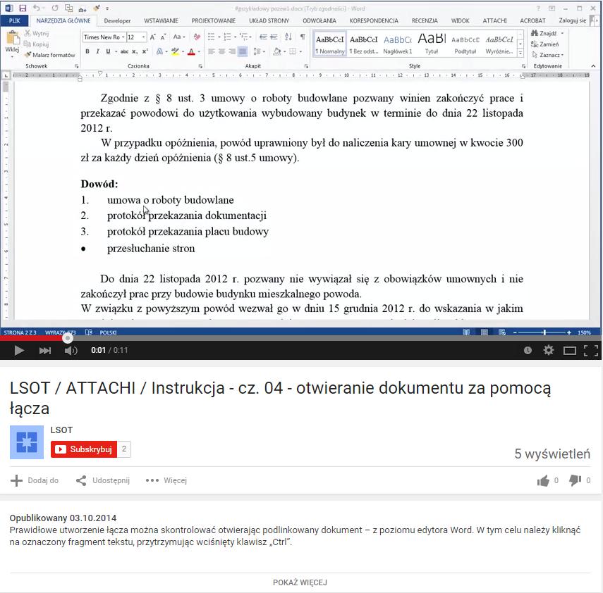 4.2.1. Klip wideo (11 s.) otwieranie dokumentu za pomocą łącza Klip wideo (11 s.
