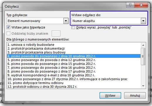 Wybierz miejsce, do którego ma odesłać konkretny odsyłacz.