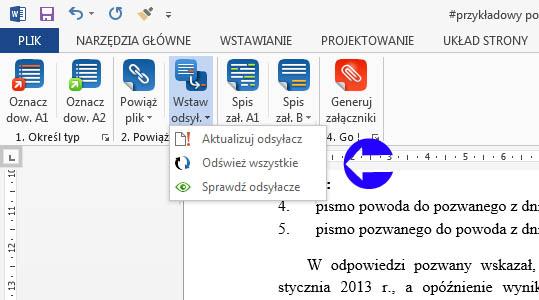 Aktualizuj odsyłacz aktualizuje zaznaczony odsyłacz Odśwież wszystkie