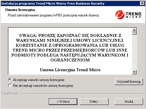 Instalowanie programu Security Server Umowa licencyjna Przeczytaj umowę licencyjną.